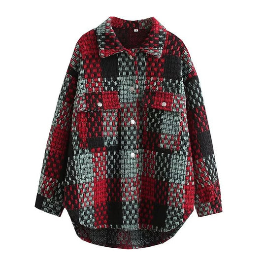 Damen Übergangsjacke im Patchwork-Design mit praktischen Taschen und lässigem Schnitt EB