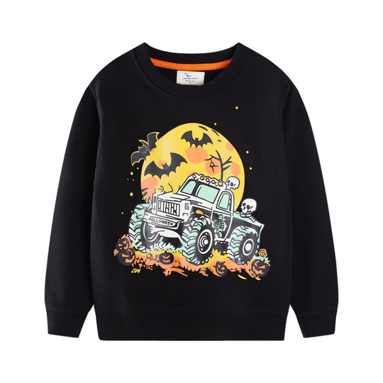 Jungen Sweatshirt mit gruseligem Monster-Truck-Motiv EB
