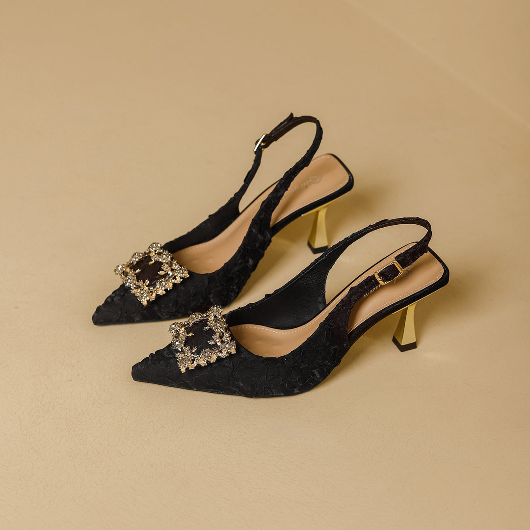 Damen Slingback Pumps mit funkelndem Schmuckdetail EB