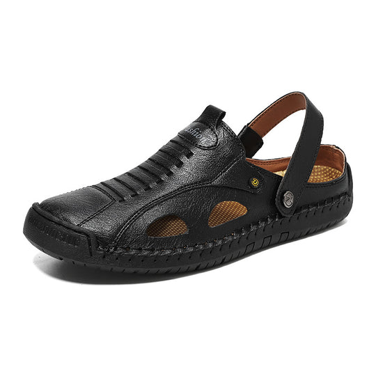 Herren Atmungsaktive Lederfreizeitschuhe mit offenem Fersendesign EB
