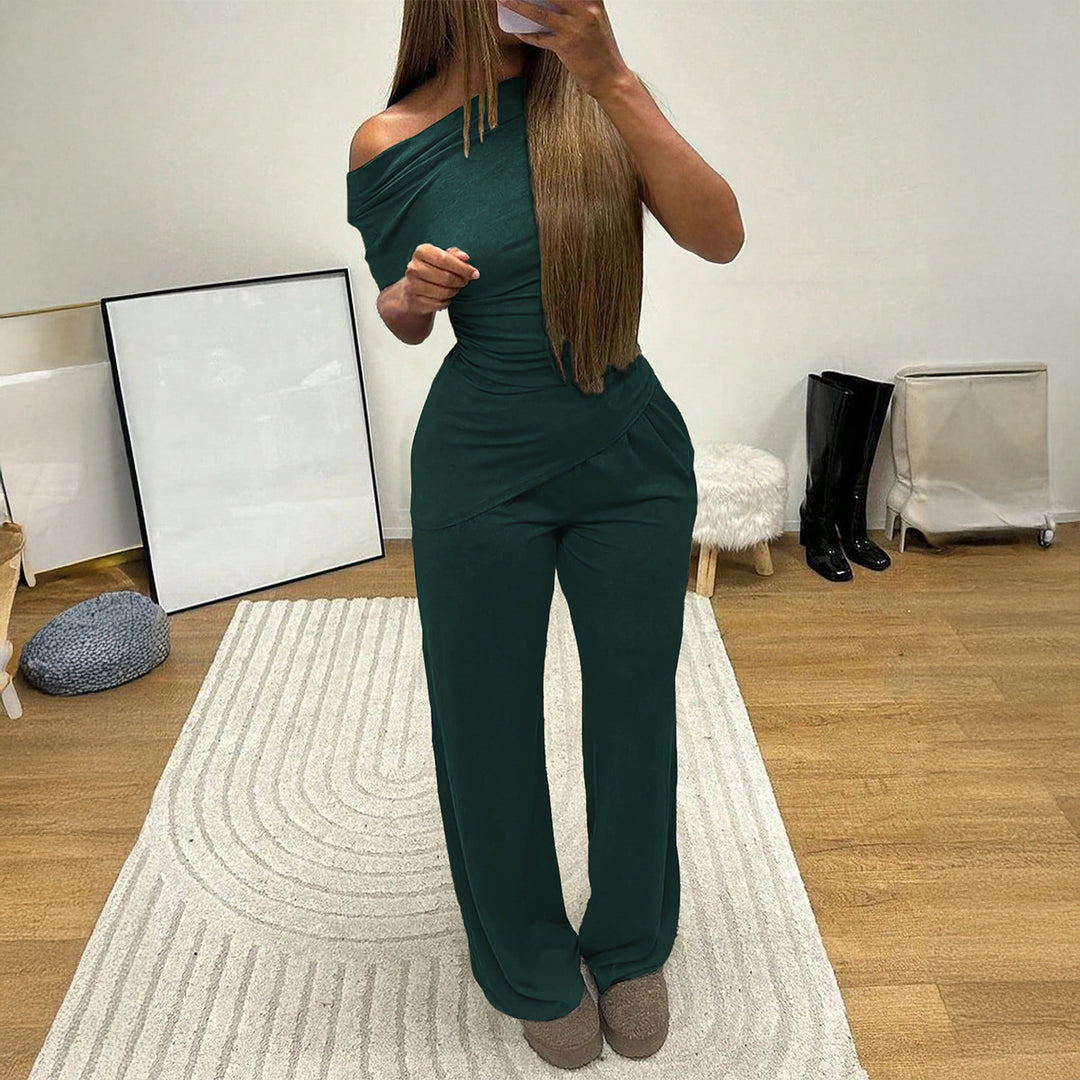 Damen Eleganter Overall mit Wickeldesign und weitem Bein EB