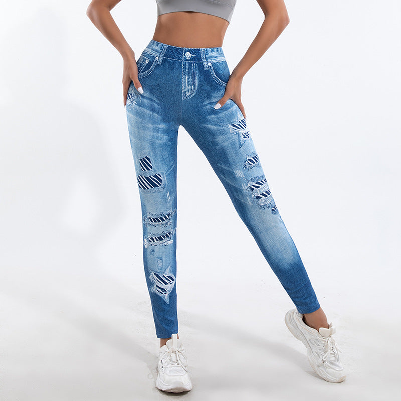 Damen Leggings mit verspielten Cut-Out-Details und dekorativen Bändern EB