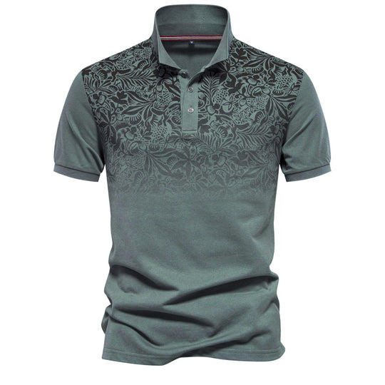 Herren Poloshirt mit floralen Ornamenten und klassischem Kragen EB