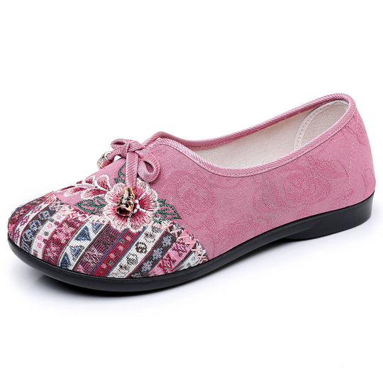 Damen Bequeme Ballerinas mit floralem Design und elastischem Einstieg EB