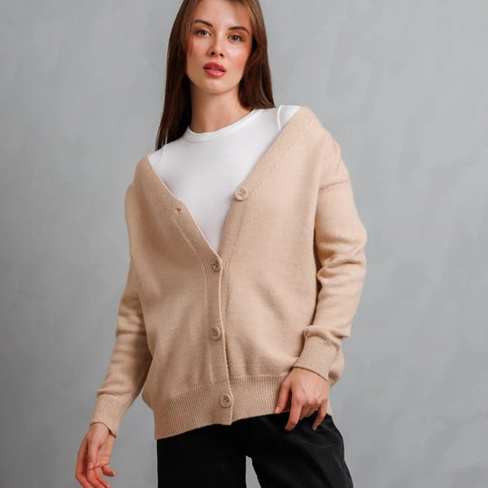 Damen Weicher Strickcardigan mit Knopfverschluss EB