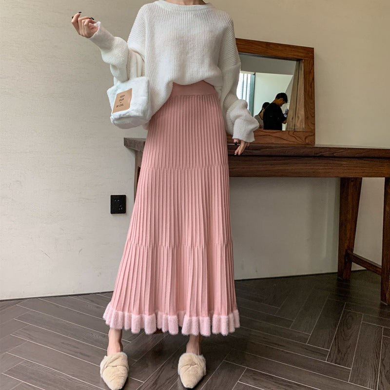 Damen Plisseerock mit voluminösem Saum EB
