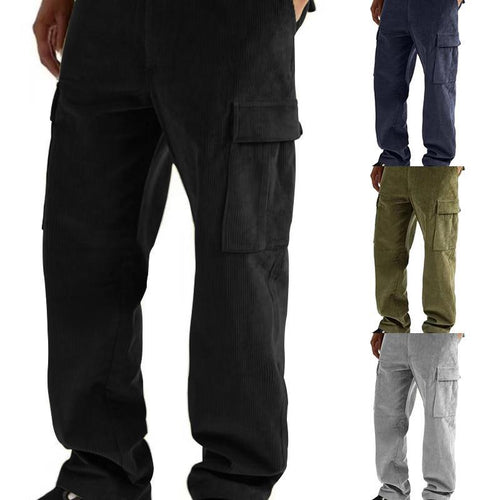 Herren nan Cord-Cargo-Jogginghose mit elastischem Bund, Kordelzug und aufgesetzten Klappentaschen EB