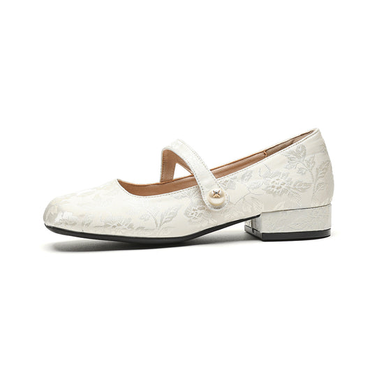 Damen Ballerinas mit elegantem Riemen und modischer Blütenverzierung EB