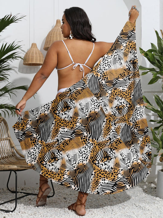 Damen eleganter Wickelsarong mit modernem Muster EB