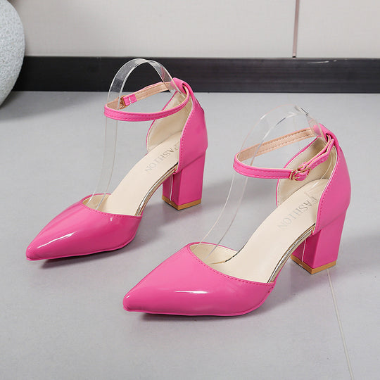 Damen elegante High-Heels mit transparentem Riemen und Blockabsatz EB