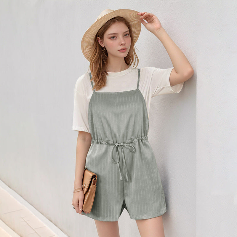 Damen Jumpsuit mit schicker Streifenoptik und verstellbarem Taillenzug EB