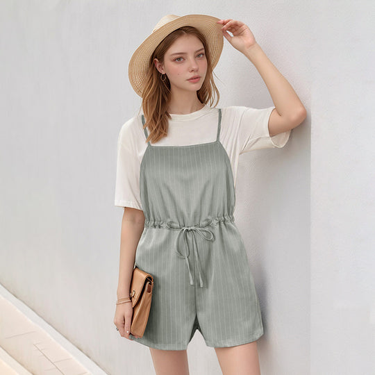 Damen Jumpsuit mit schicker Streifenoptik und verstellbarem Taillenzug EB