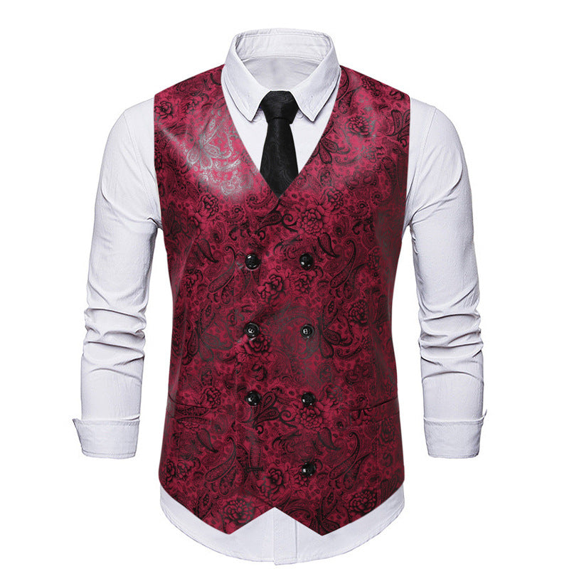 Herren elegante Weste mit floralem Design und Doppelreihe EB