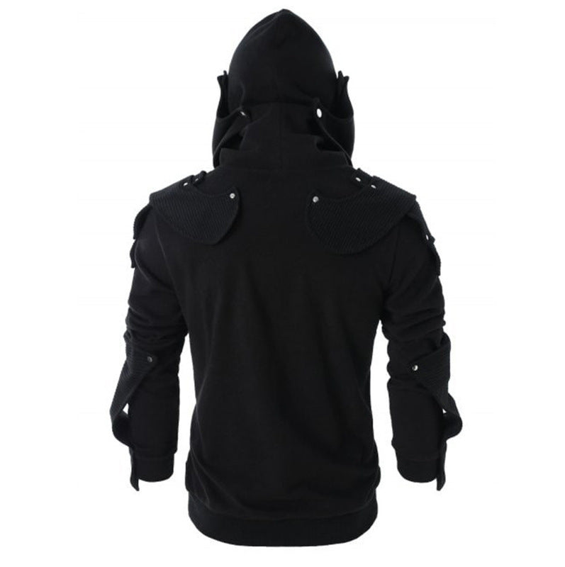 Herren stylischer Hoodie mit innovativem Kragen und praktischen Taschen EB
