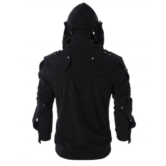Herren stylischer Hoodie mit innovativem Kragen und praktischen Taschen EB