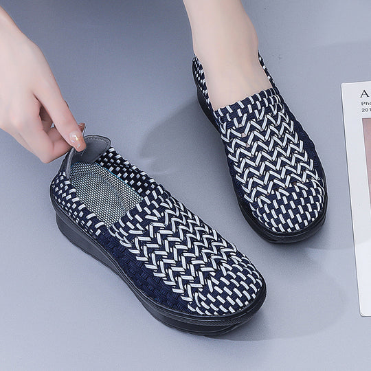 Damen Komfortable Slip-On Sneakers mit atmungsaktivem Obermaterial und dämpfender Sohle EB