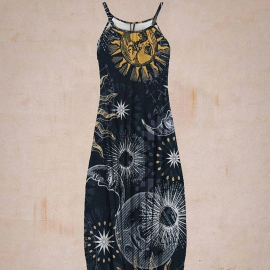 Damen entspanntes Jumpsuit mit grafischem Print und verstellbaren Trägern EB
