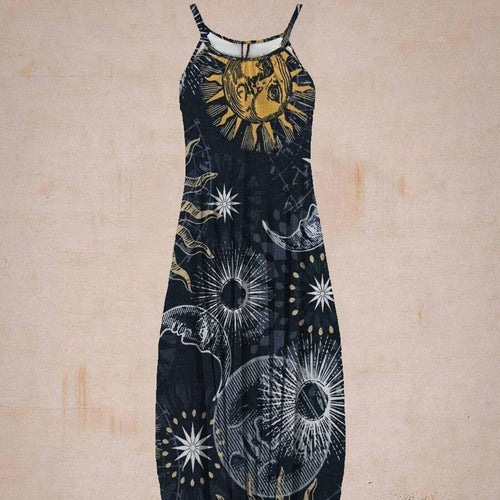 Damen entspanntes Jumpsuit mit grafischem Print und verstellbaren Trägern EB
