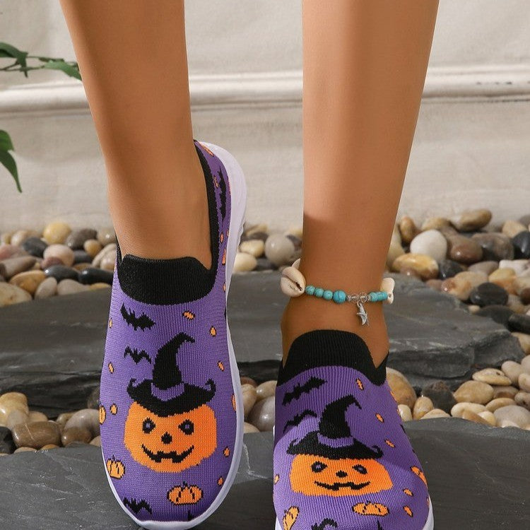 Damen Freizeitschuhe mit Halloween-Motiv und rutschfester Sohle Heidi-Mode