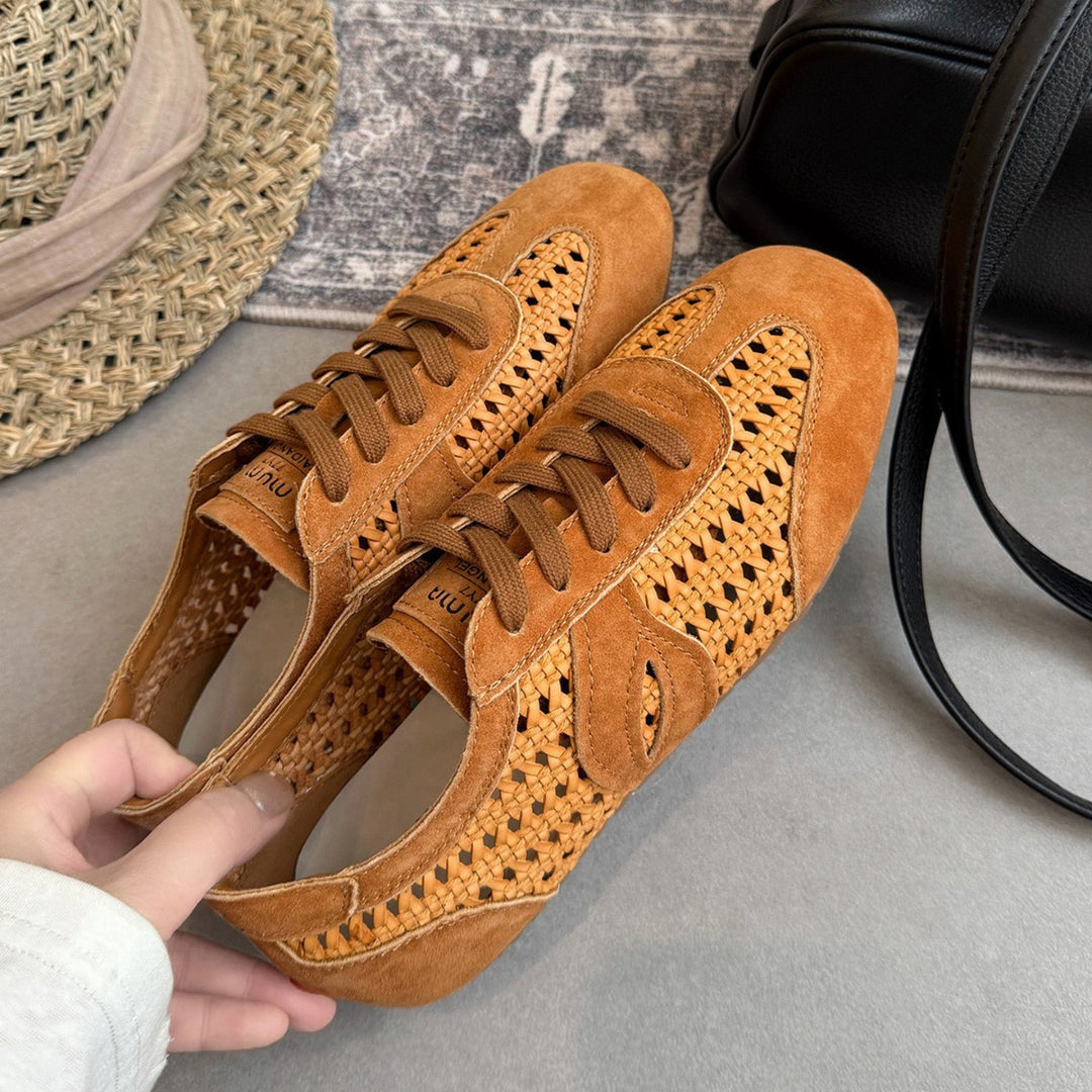 Damen elegante und luftige Schnürschuhe mit handgewebtem Obermaterial EB