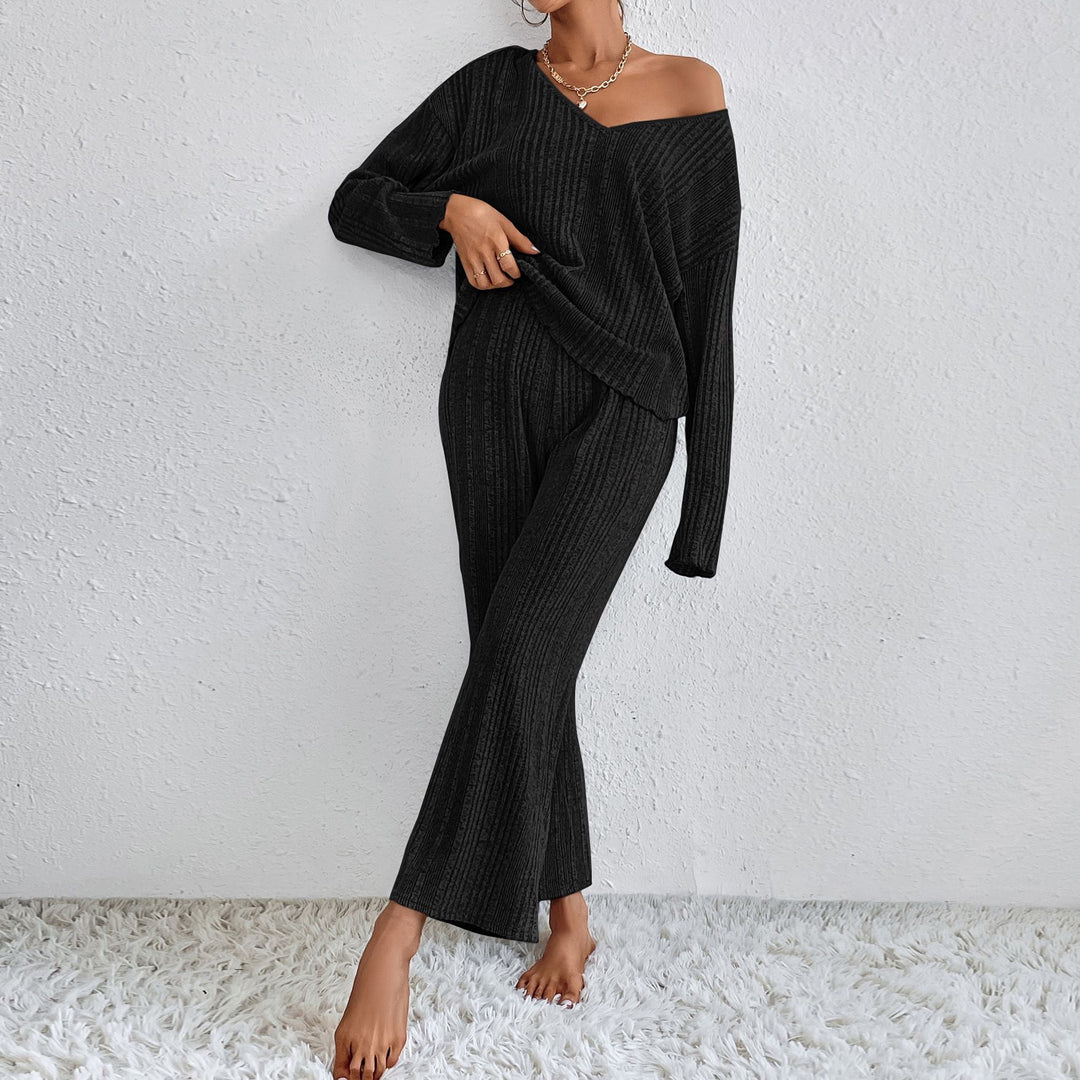 Damen Komfortable Pyjamajacke mit elegantem V-Ausschnitt und weitem Schnitt EB