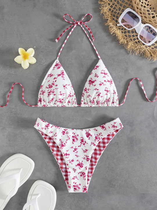 Damen Blumenmuster Bikini EB