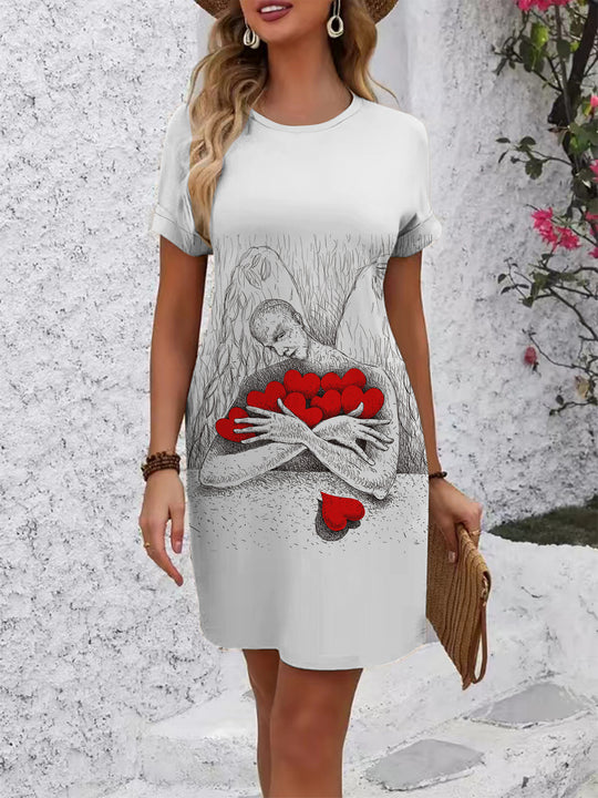 Damen T-Shirt Kleid mit floralem Design und bequemem Schnitt EB