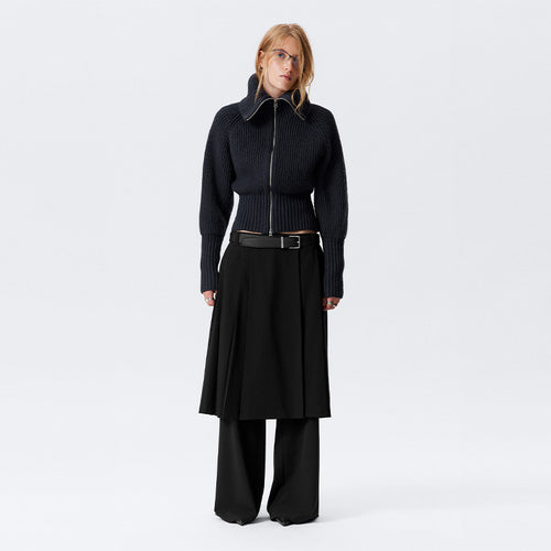 Damen Strickjacke mit hohem Kragen und modischem Reißverschluss EB