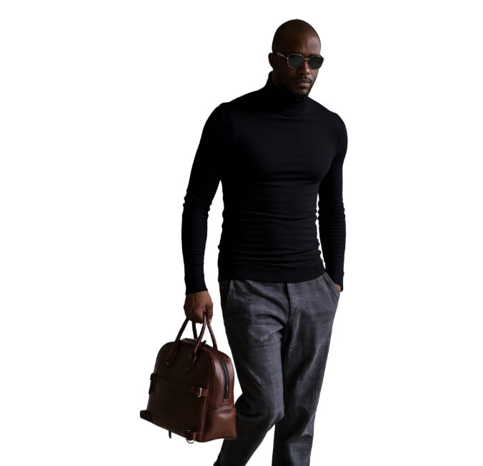 Herren rollkragen pullover mit feiner Struktur EB