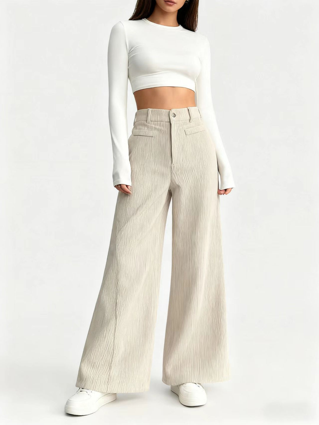 Damen weite Faltenhose mit hohem Bund EB