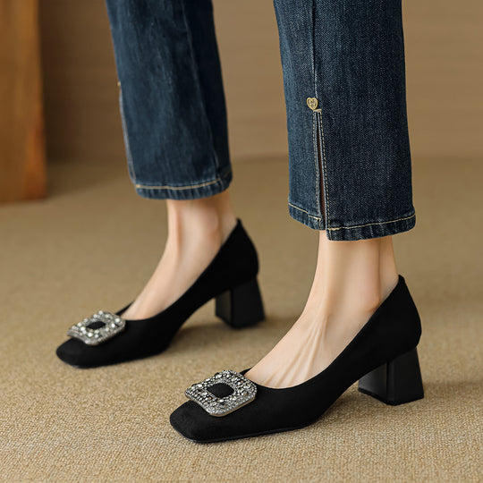 Damen elegante Pumps mit funkelndem Kristall-Akzent EB