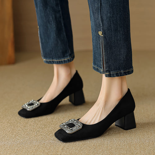 Damen elegante Pumps mit funkelndem Kristall-Akzent EB