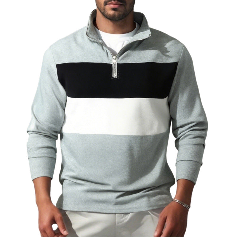 Herren sportlicher Pullover mit Stehkragen und Reißverschluss EB