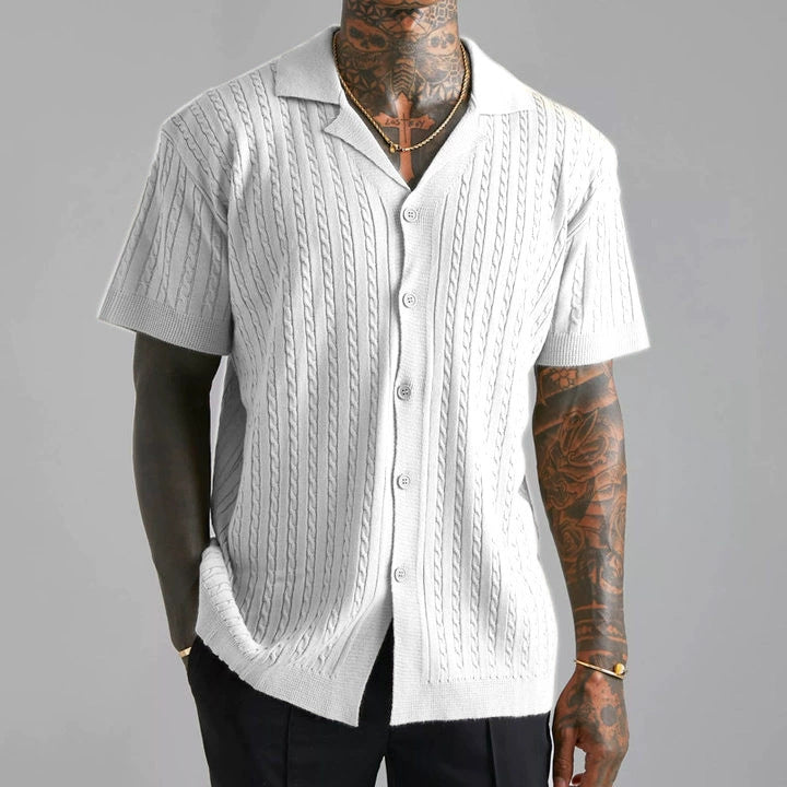 Herren Strickhemd mit strukturiertem Muster EB