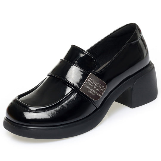 Damen elegante Mokassins mit modischem Absatz und komfortablem Riemen EB