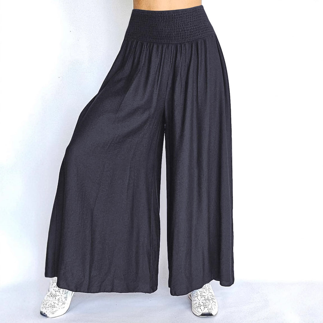 Damen Weite Palazzo-Hose mit elastischem Bund und fließendem Stoff EB