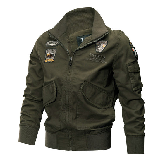 Herren nan leichte Utility Bomberjacke mit bestickten Abzeichen und Taschen EB