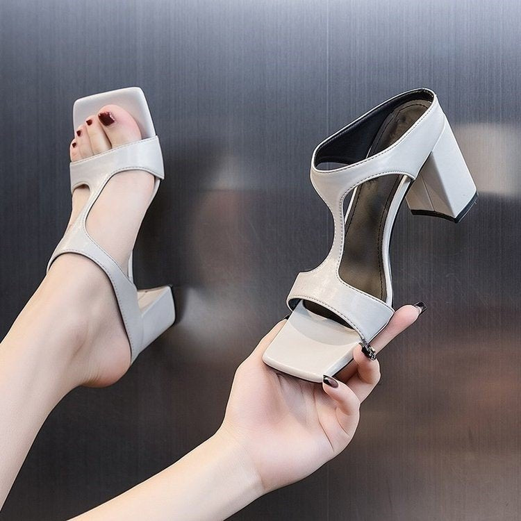 Damen elegante Plateau-Sandaletten mit geschwungenem Design EB