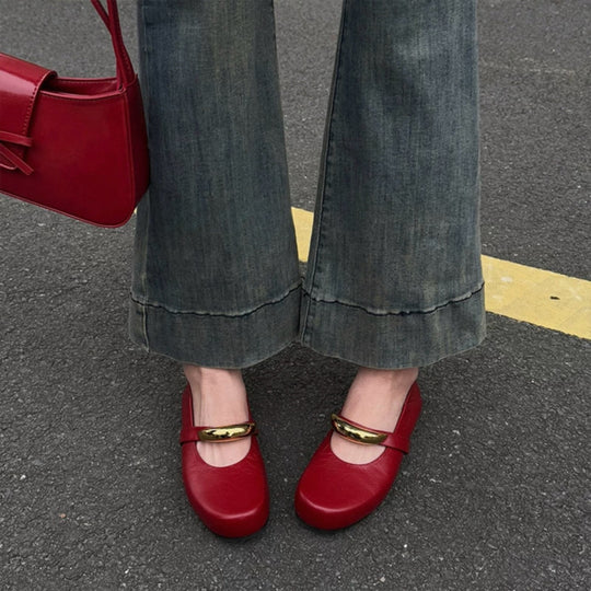 Damen Ballerina-Schuhe mit modischer Schnallenverzierung und pantentlicher Passform EB