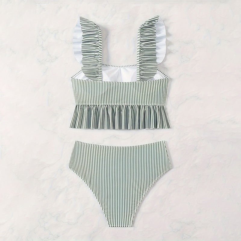 Damen Crop-Top Bikini-Set mit Rüschendetails EB