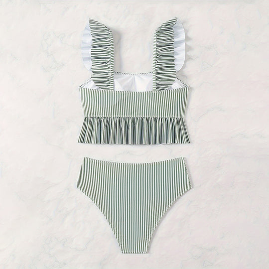 Damen Crop-Top Bikini-Set mit Rüschendetails EB