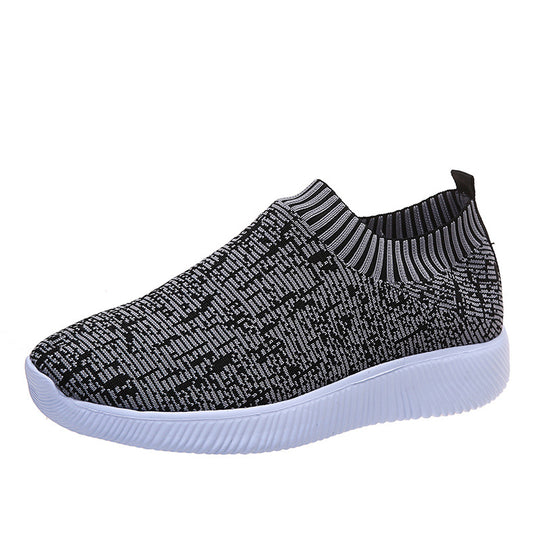 Damen Slip-On Sportschuhe mit atmungsaktiver Strick-Oberfläche und rutschfester Sohle EB