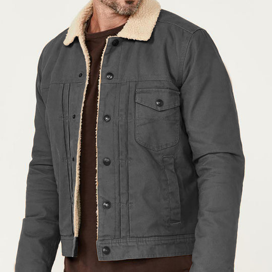Herren gemusterte Baumwolljacke mit Fleecefutter EB