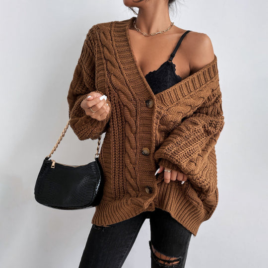 Damen Strickjacke mit oversized Passform und Zopfmuster EB