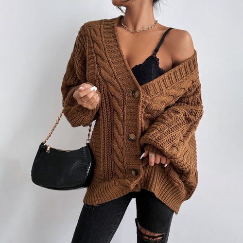 Damen Strickjacke mit oversized Passform und Zopfmuster EB