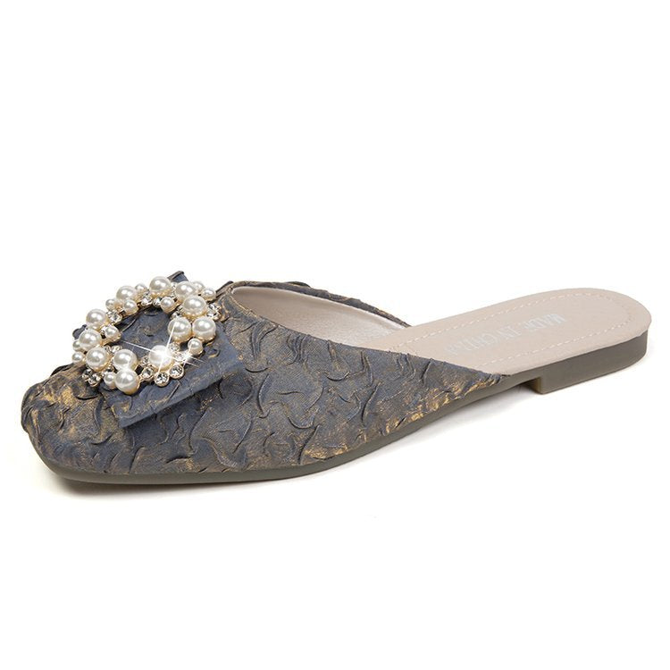 Damen elegante Mules mit Schmuckdetails EB