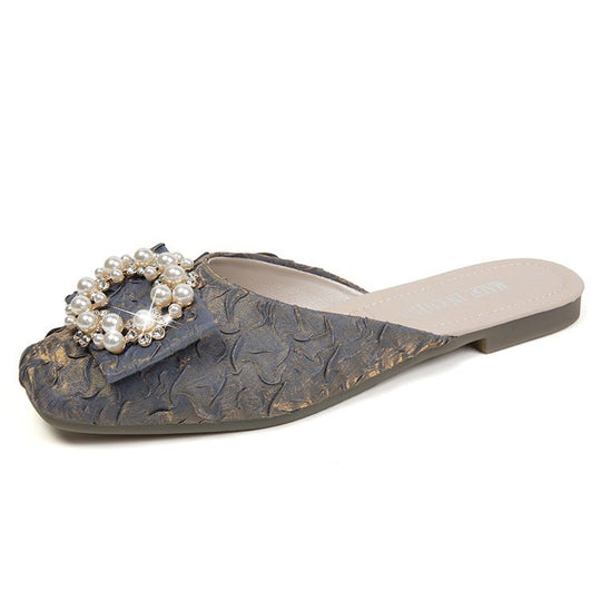 Damen elegante Mules mit Schmuckdetails EB