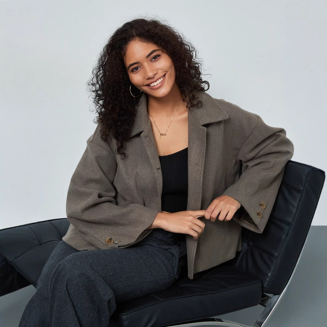 Damen lässige Oversize-Jacke mit doppelter Knopfleiste EB
