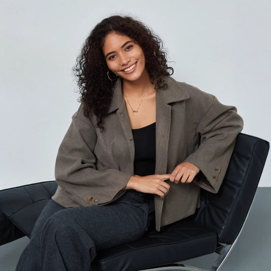 Damen lässige Oversize-Jacke mit doppelter Knopfleiste EB