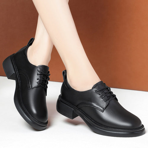 Damen Elegante Schnürschuhe mit komfortablem Blockabsatz und glattem Obermaterial EB